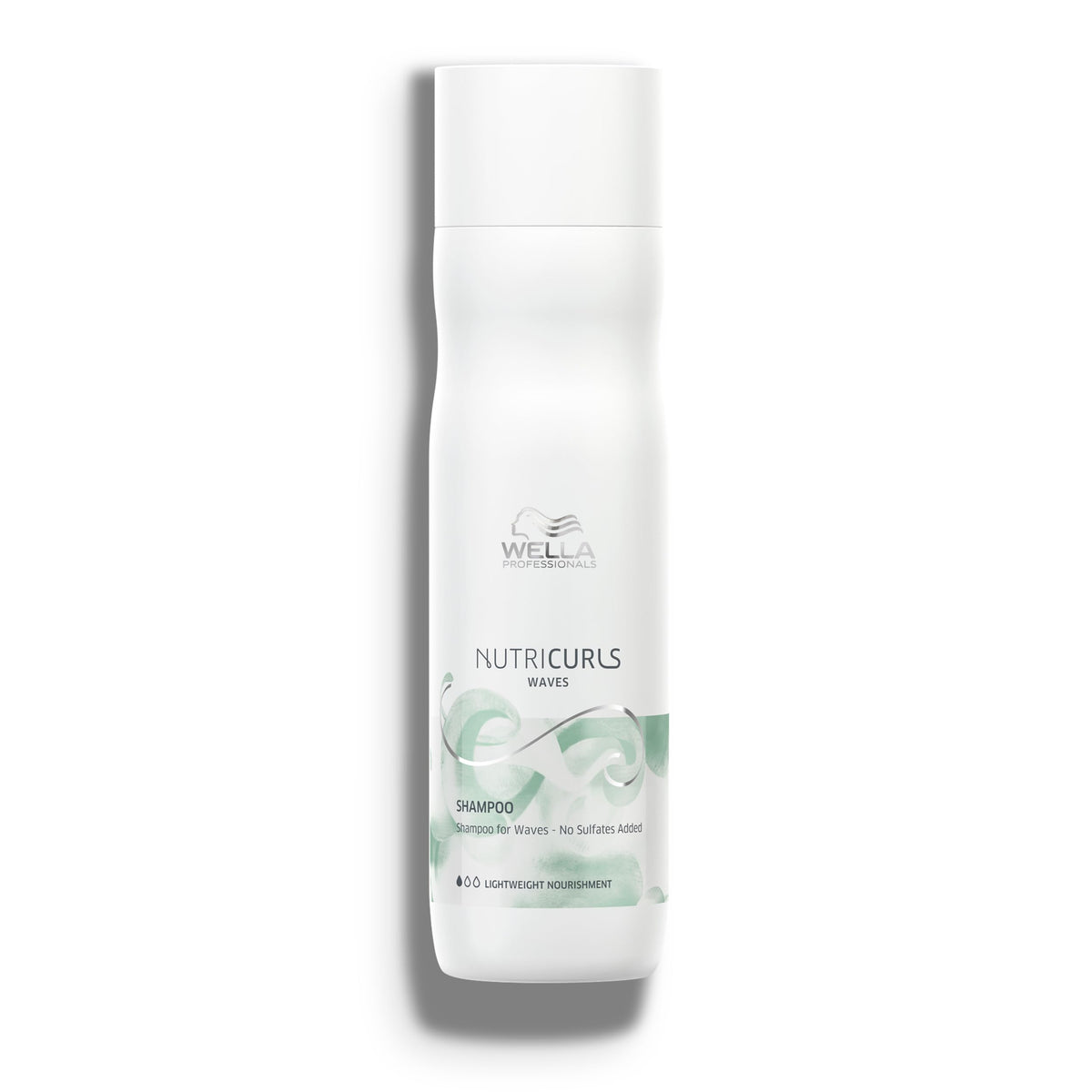 Wella Nutricurls Shampoo for Waves bottle showing gentle cleanse for defined waves