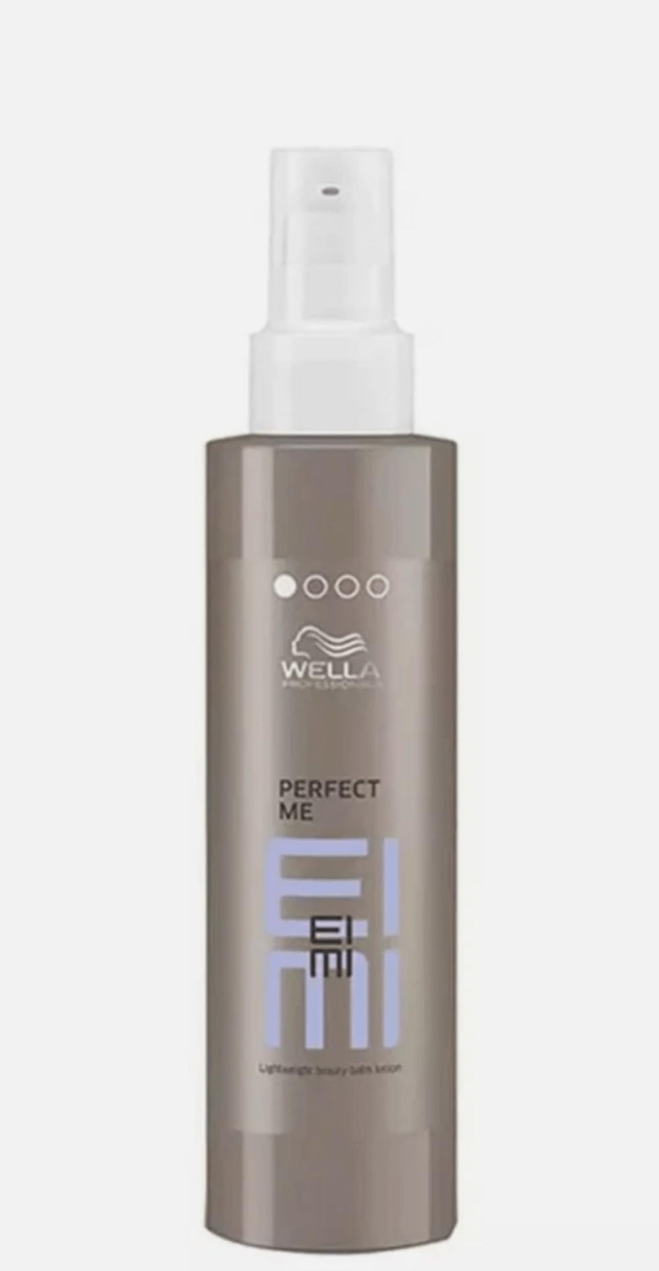 Wella Professionals EIMI Perfect Me BB lotion bottle for lightweight moisture and heat protection.