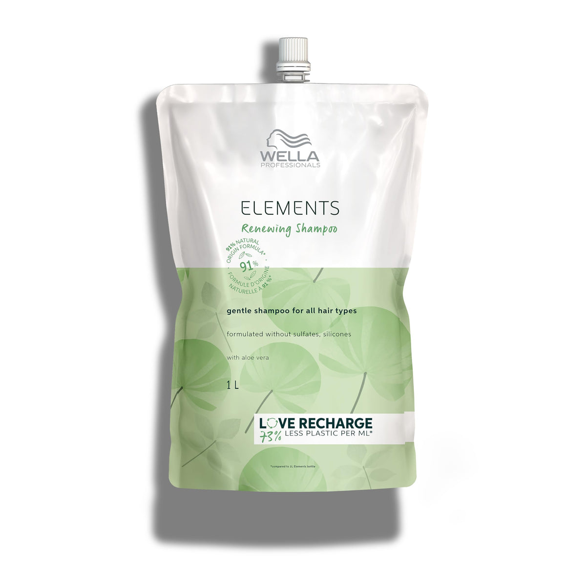 Wella Professionals Elements Renewing Shampoo bottle with aloe vera for smoother hair