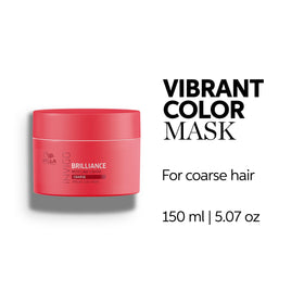 Wella Professionals Invigo Brilliance Mask jar closeup highlights rich conditioning for color-treated hair.