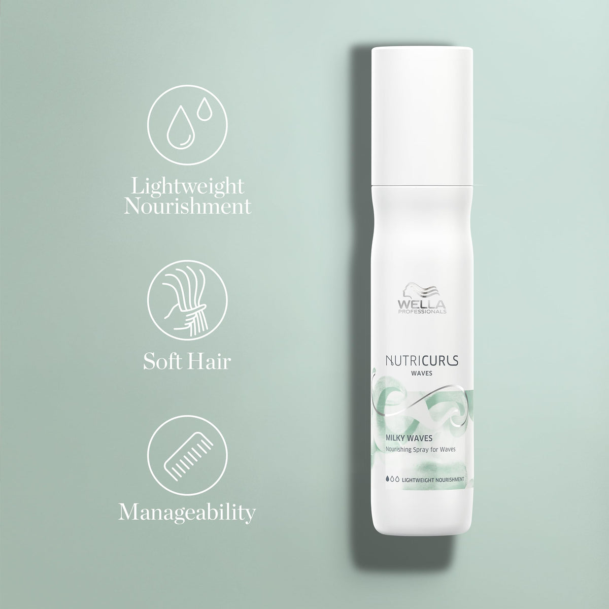 Wella Nutricurls leave-in on damp hair for smoother waves.