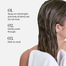 Nutricurls packaging beside waves emphasizes nourishing formula.