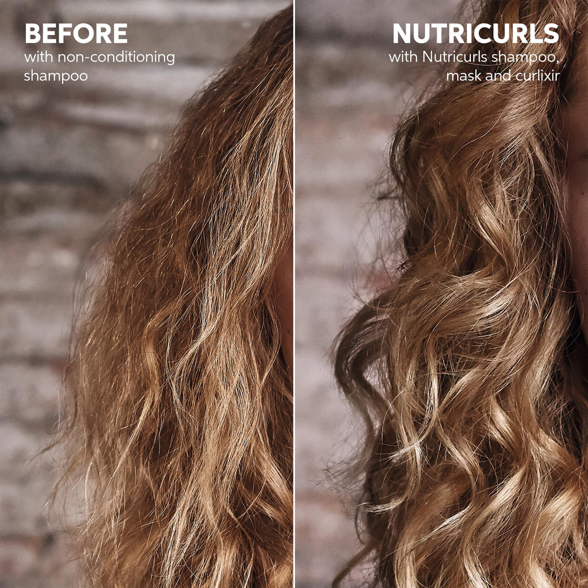 Wella Nutricurls image shows soft waves with manageable frizz-free finish.