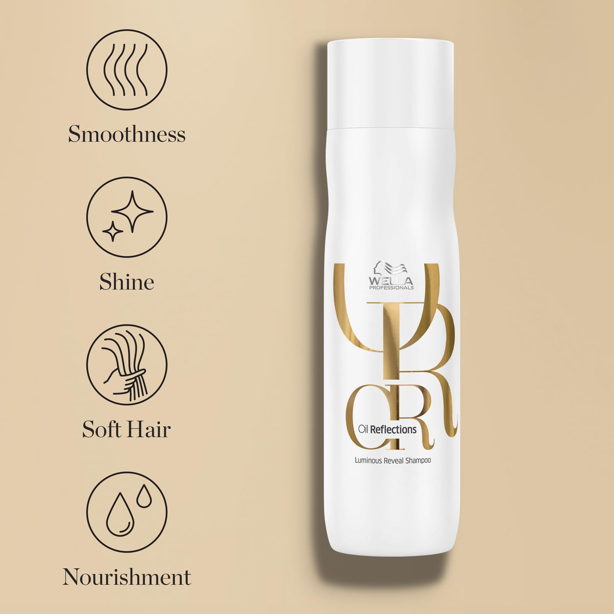 Wella Professionals Oil Reflections icon signals panthenol moisture balance.