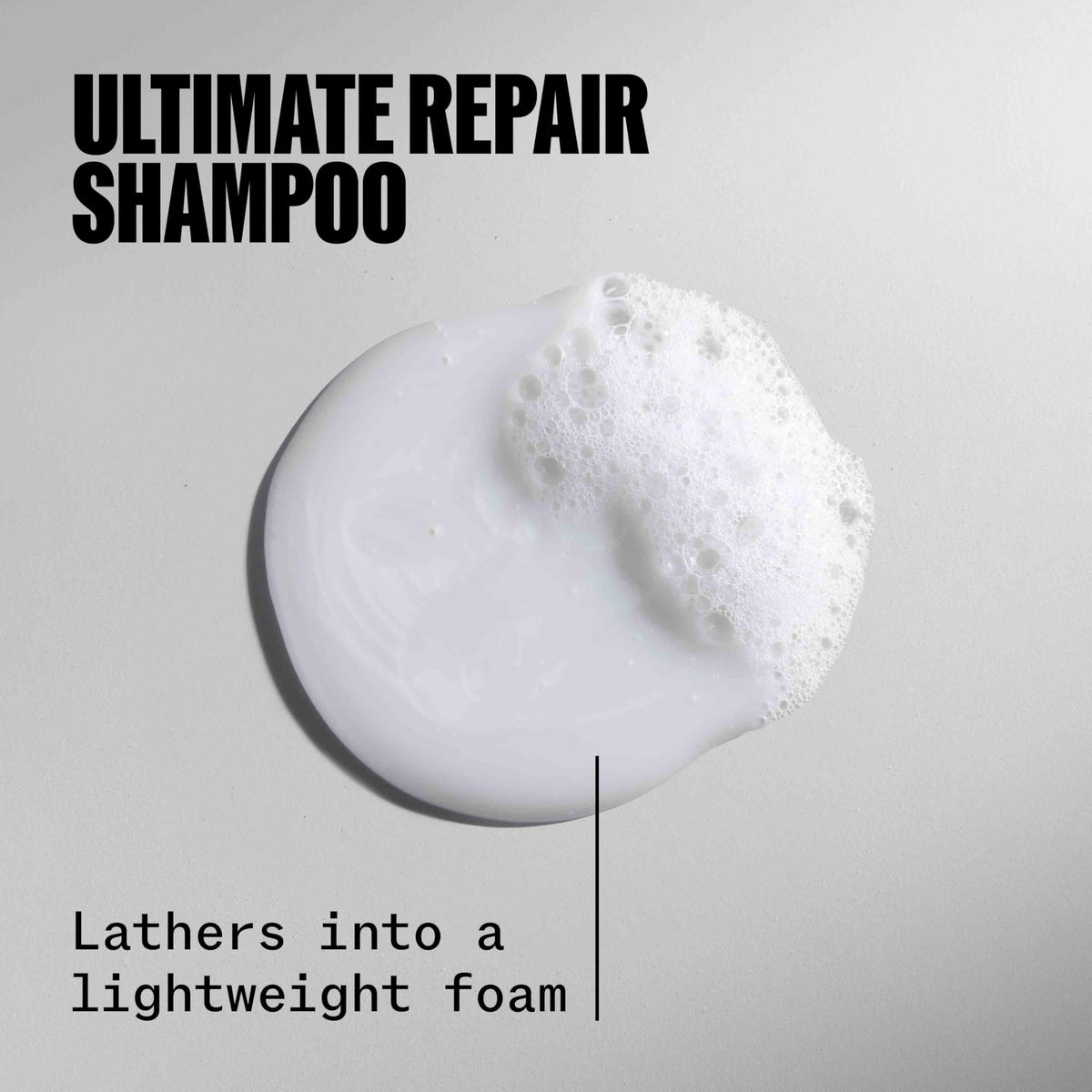 Wella Professionals Ultimate Repair Shampoo foam lather cleanses while rebuilding hair resilience.