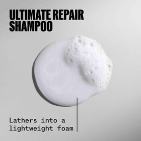 Wella Professionals Ultimate Repair Shampoo foam lather cleanses while rebuilding hair resilience.