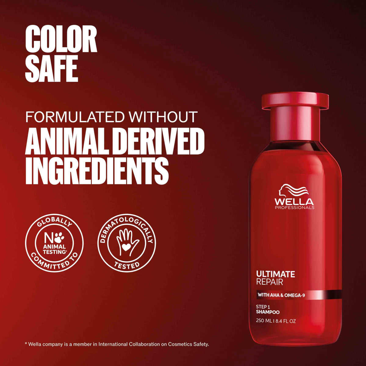 Wella Professionals Ultimate Repair Shampoo bottle imagery references Metal Purifier technology.