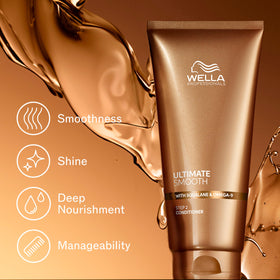 Wella Professionals ULTIMATE SMOOTH creamy texture close-up highlights deep nourishment.