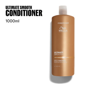 Wella Professionals ULTIMATE SMOOTH application scene emphasizing frizz control.