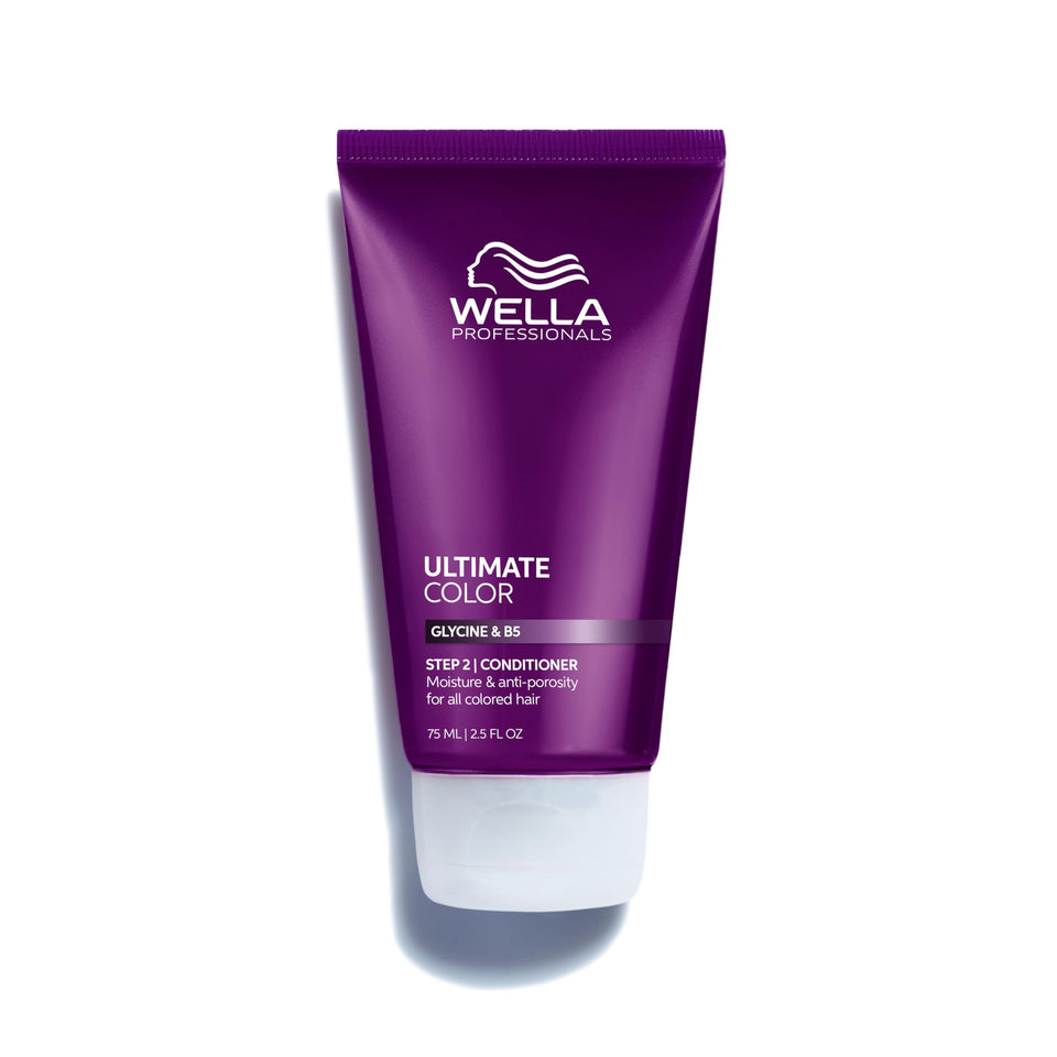 Wella Professionals Ultimate Color Conditioner bottle shows color protection and moisture.