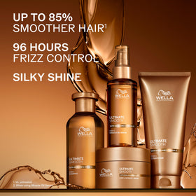 Wella Professionals Ultimate Smooth conditioner bottle as part of a smoothing regimen.