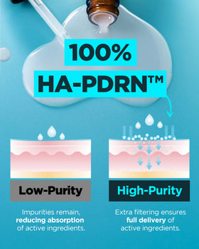 Wellage ingredients illustration highlighting HA PDRN and peptides