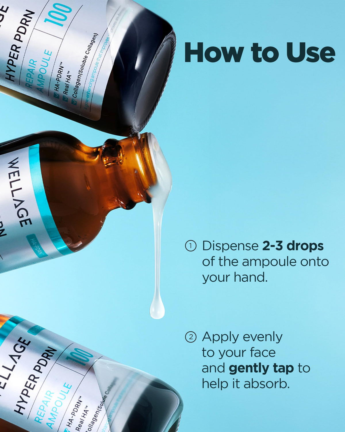 Wellage daily skincare routine with PDRN serum application