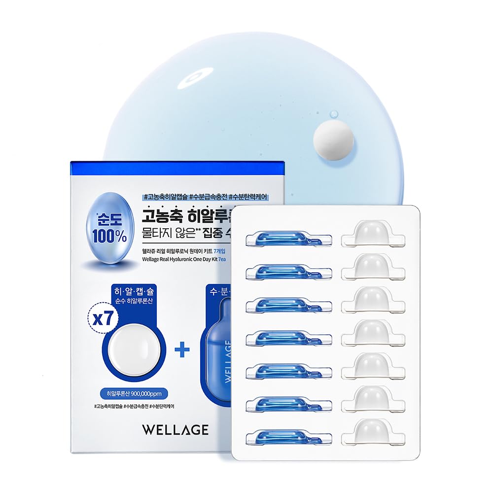 WELLAGE Real Hyaluronic Acid Hydrate bottle pour shows daily hydration potential