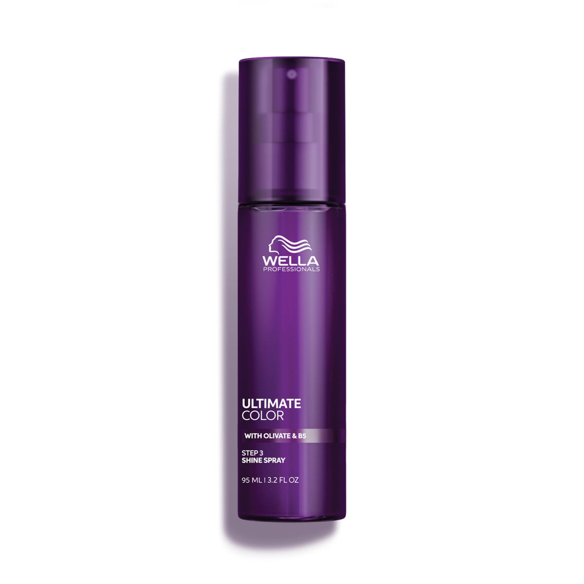 Wella Professionals Ultimate Color Shine Spray bottle close-up with sleek finish for color-treated hair.