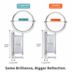 Welllink mirror shows 360-degree swivel for flexible grooming angles.