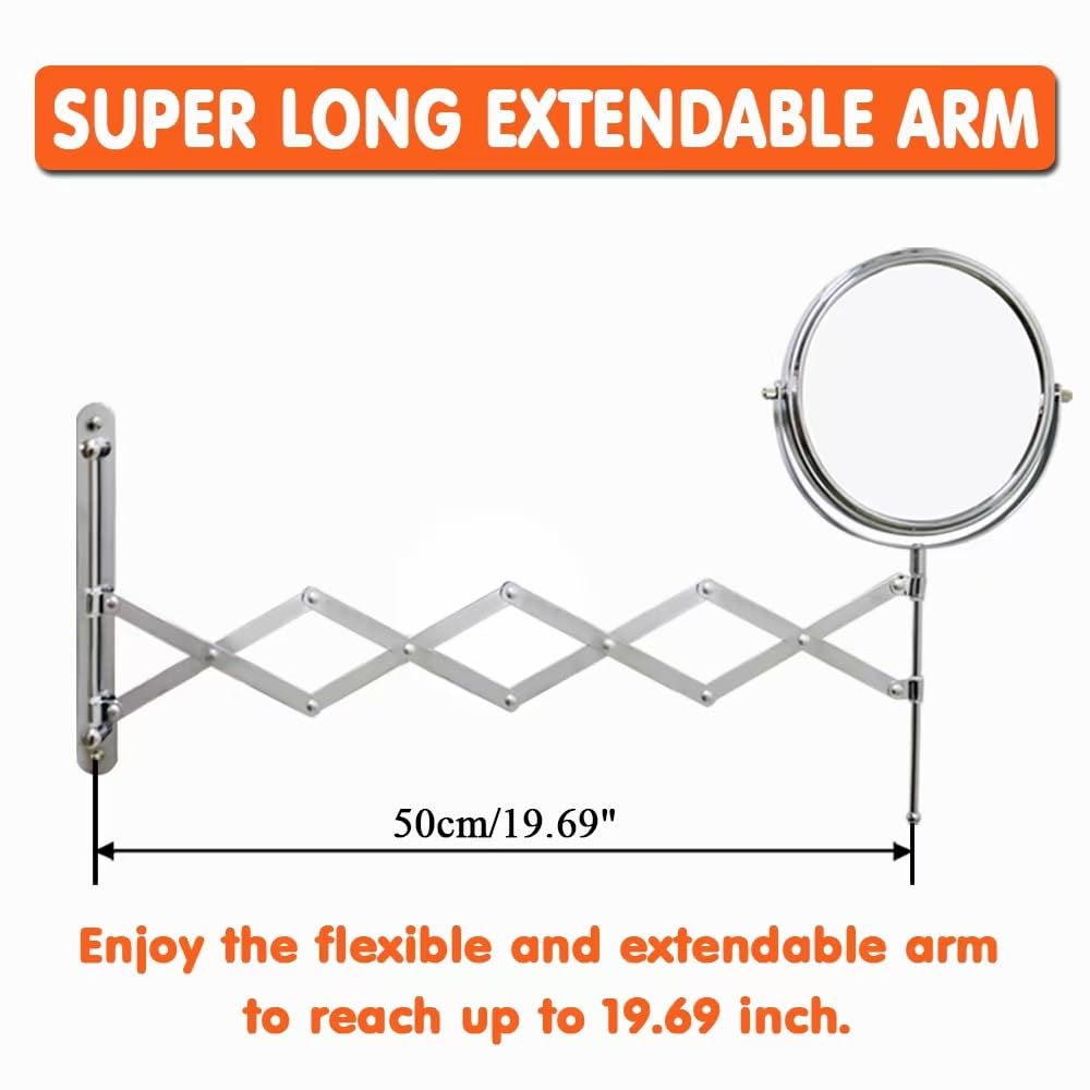Chrome finish on Welllink mirror with included sturdy mounting hardware.