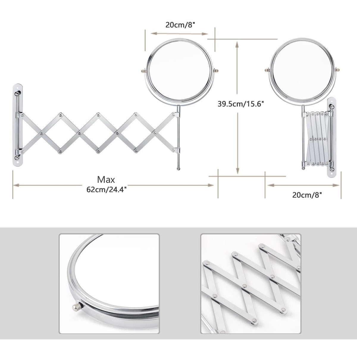 Welllink mirror suited for RVs and travel spaces with compact depth.