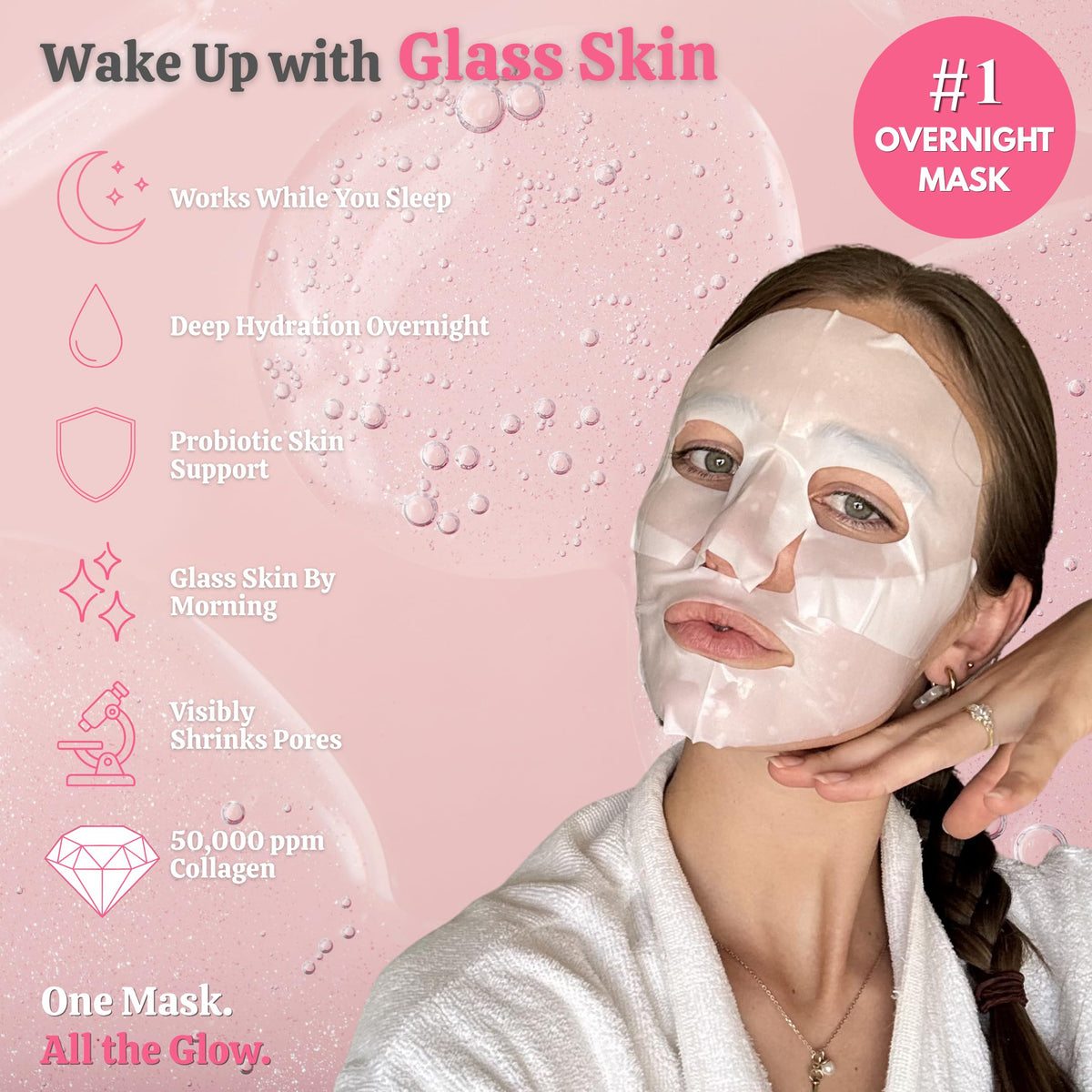 Wellnature elasticity glow close-up demonstrates firmer, plumper complexion overnight.