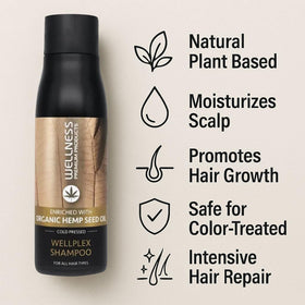 Wellness Premium Wellplex lather shows rich foam for smoothing, hydrated strands.