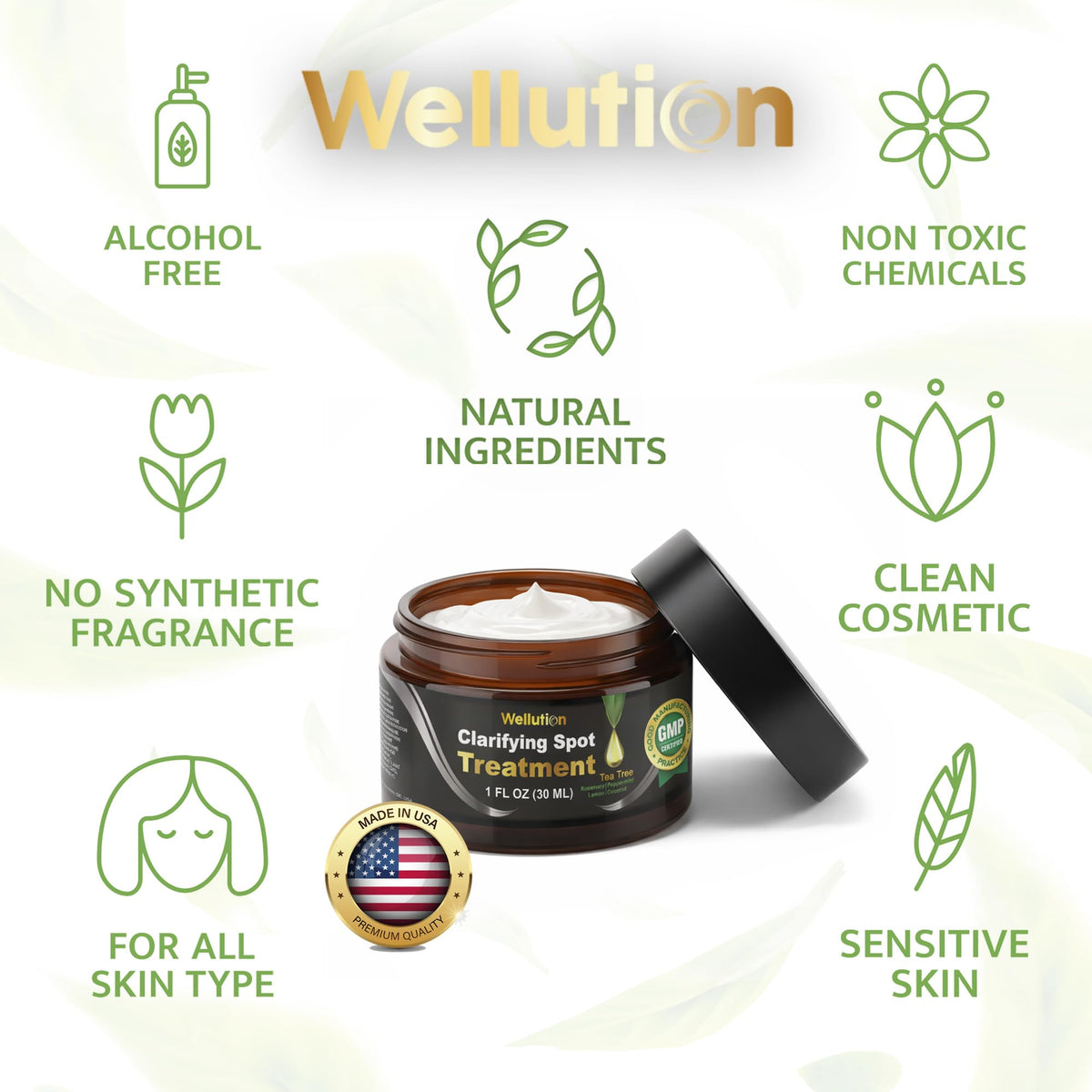 WELLUTION Bentonite clay texture highlights purifying action on pores