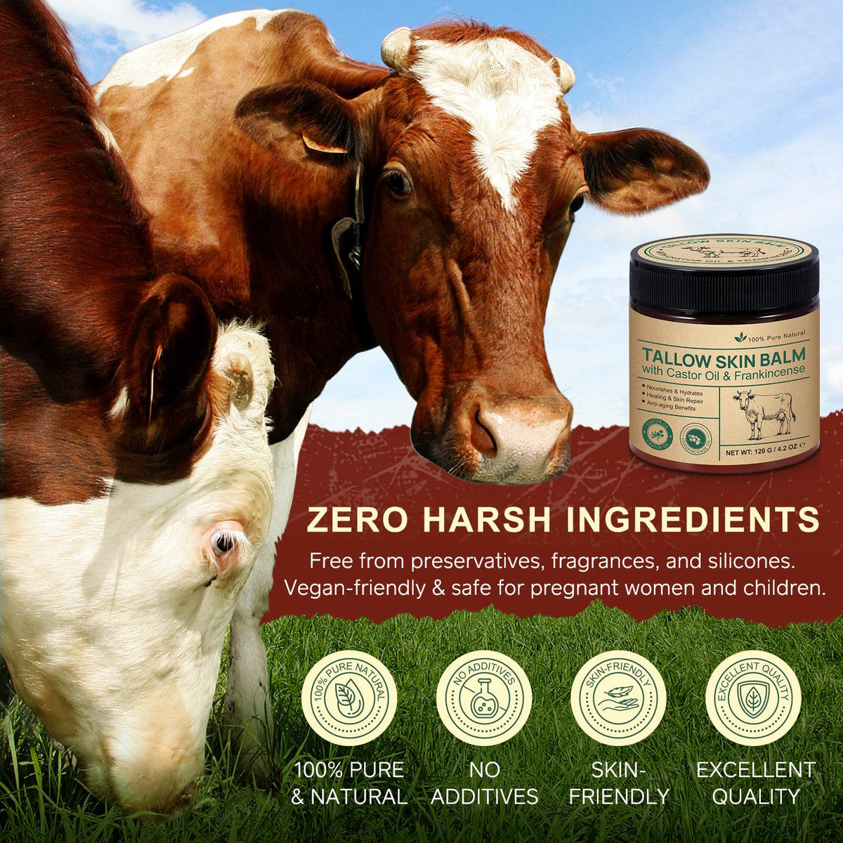 WELOSUER organic ingredients closeup featuring tallow and beeswax