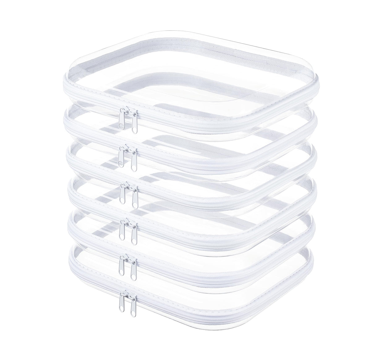 WELPIRT 6-pack large clear hard shell zipper pouches for organized travel.