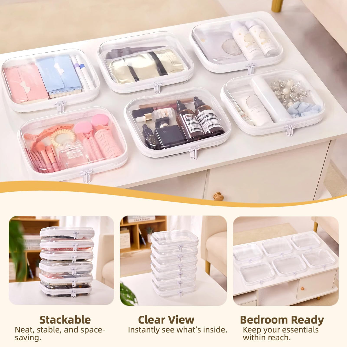 WELPIRT clear shell pouch showing transparent body for easy content viewing.
