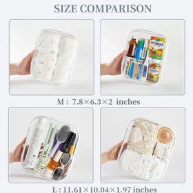 WELPIRT clear hard shell pouch zipper detail for smooth opening and closing.