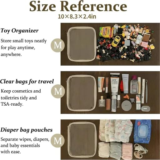 WELPIRT clear zipper pouch small 3 ideal for mini toiletries