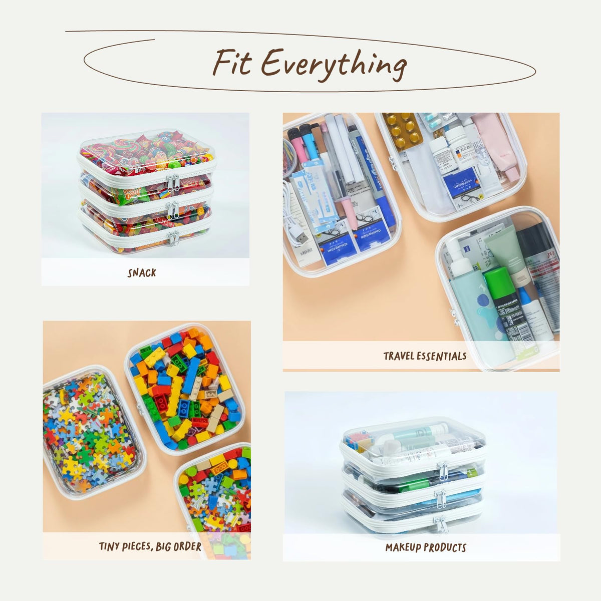 WELPIRT clear pouch placed in purse organizer for portable storage.