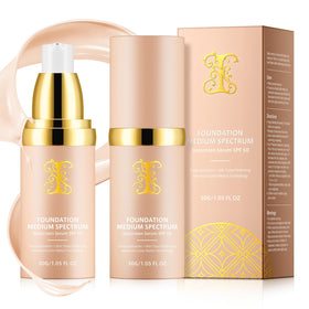 Weluno 4-in-1 foundation bottle close-up shows premium packaging for easy handling.