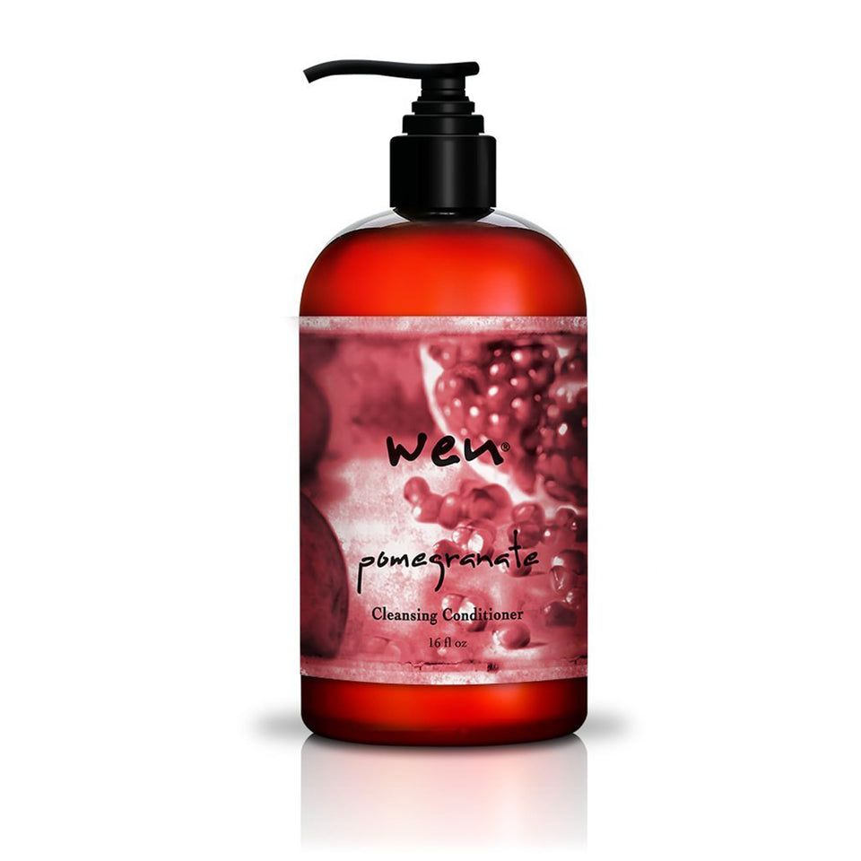WEN Pomegranate Cleansing Conditioner bottle showcases premium packaging for silky, moisturized hair.