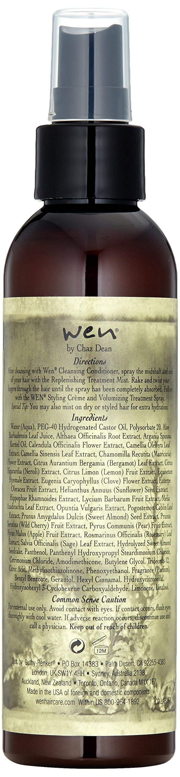 WEN Sweet Almond Mint mist spray in action for daily hair refresh.