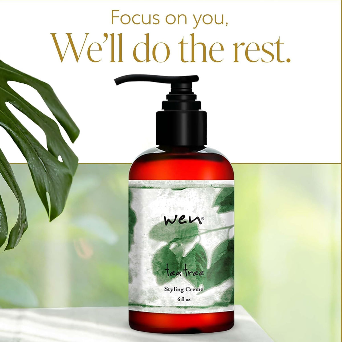 WEN Tea Tree Styling Creme on glossy hair showing improved shine.