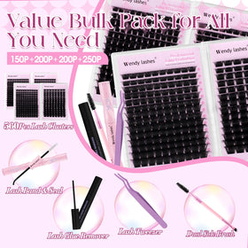 Wendy Lashes 200d lashes pack close-up with varied lengths for flexible styling.