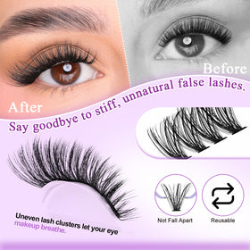 Wendy Lashes clusters kit 100D achieves fuller lash lines.