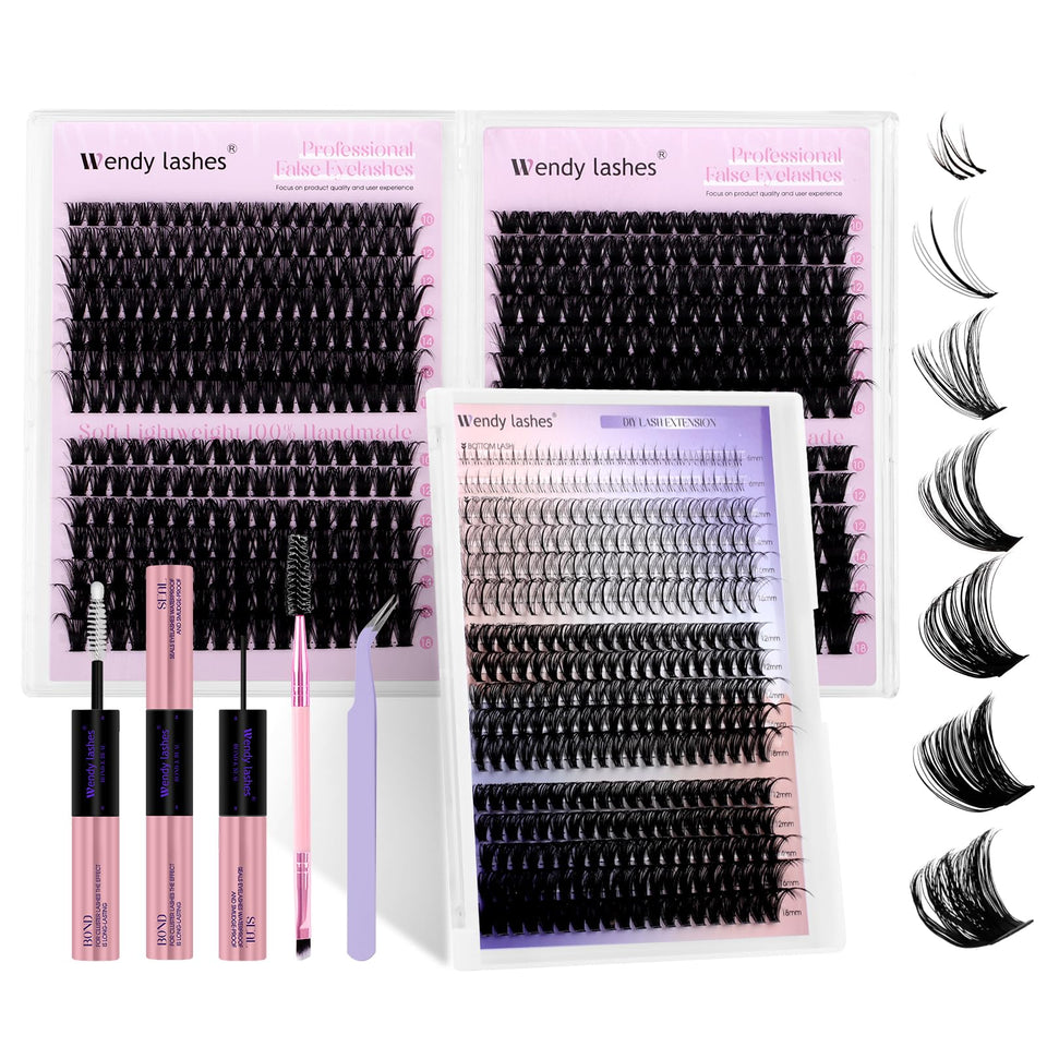 Wendy Lashes clusters kit 40D for a natural daily look.