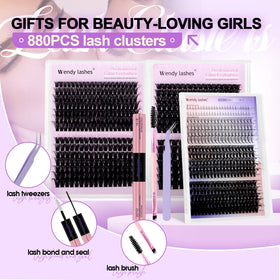Wendy Lashes clusters kit 50D enhances subtle fullness and comfort.
