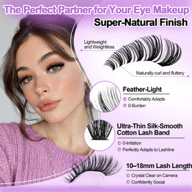 Wendy Lashes clusters kit 60D delivers gentle definition and lift.