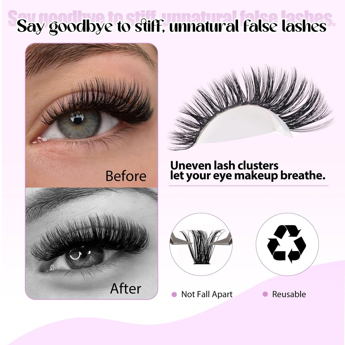 Wendy Lashes Clusters Kit 80D lashes for balanced drama