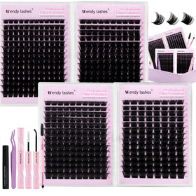 Wendy Lashes fluffy lash clusters kit bulk 560pcs display for salon-finish at home.