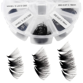 Wendy Lashes premade fans with mixed lengths 9-16mm for fluffy fullness.