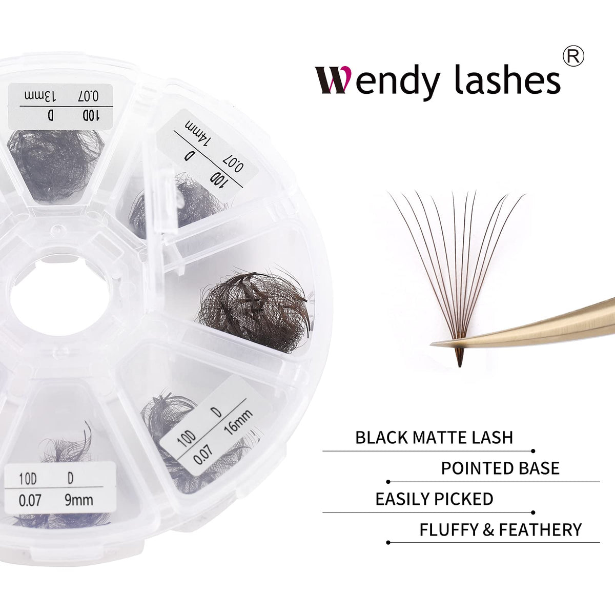 Wendy Lashes 10D brown premade fans bulk pack for efficient volume looks.