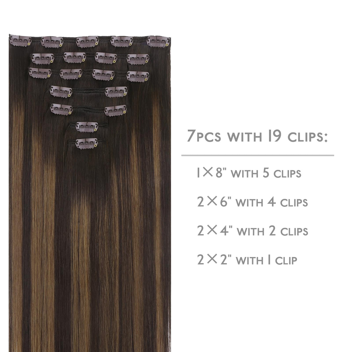 Wennalife clip-in hair extensions clips closeup showing discreet, secure attachment.