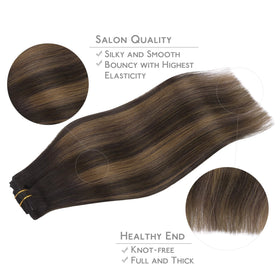 Wennalife clip-in extensions on head creating a fuller, vibrant look.