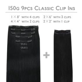 Wennalife clip-in extensions packaging shows a 9-piece set for versatile styling options.