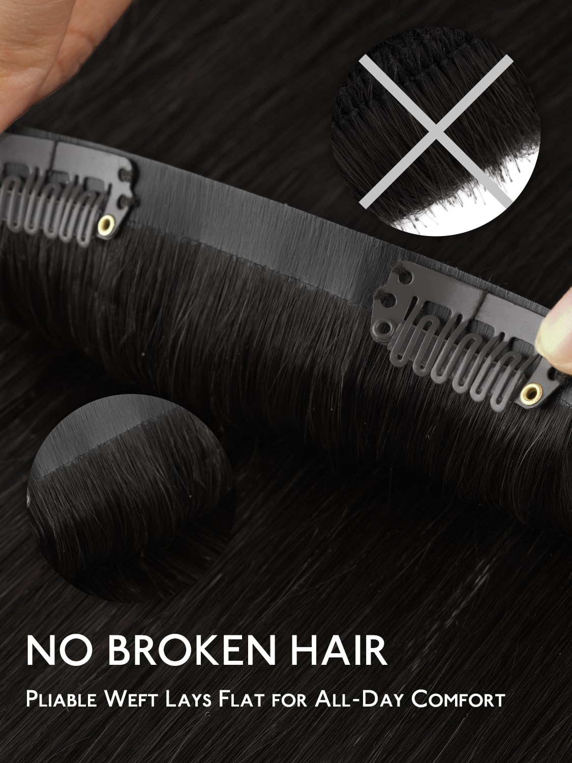 Wennalife easy clip-in system allows quick self-application and removal.