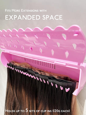 WENNALIFE hair extension holder pink capacity-600g depiction emphasizing secure grip.