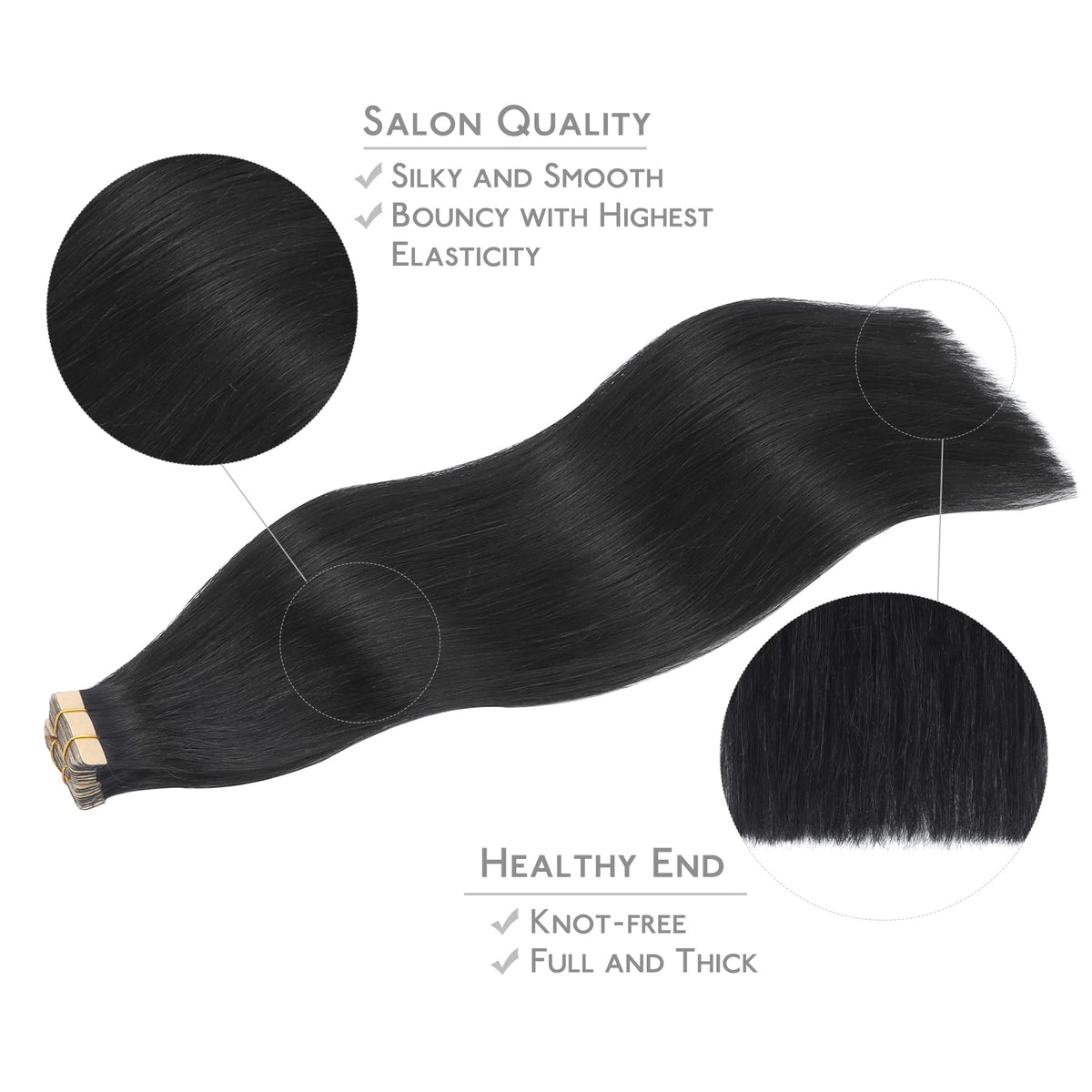Wennalife invisible tape weft close-up shows strong discreet hold.
